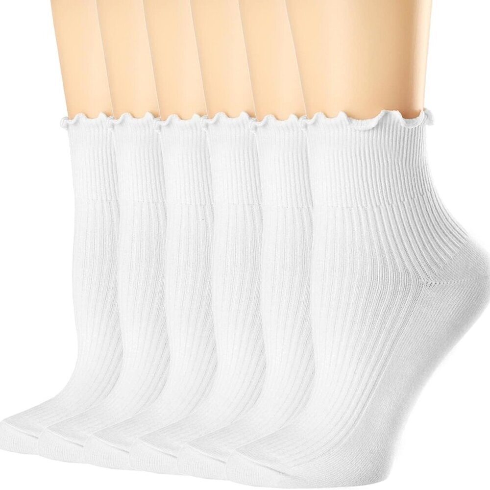 Womens Socks, Ruffle Turn-Cuff Casual Ankle Breathable Cool Knit Cotton Lettuce